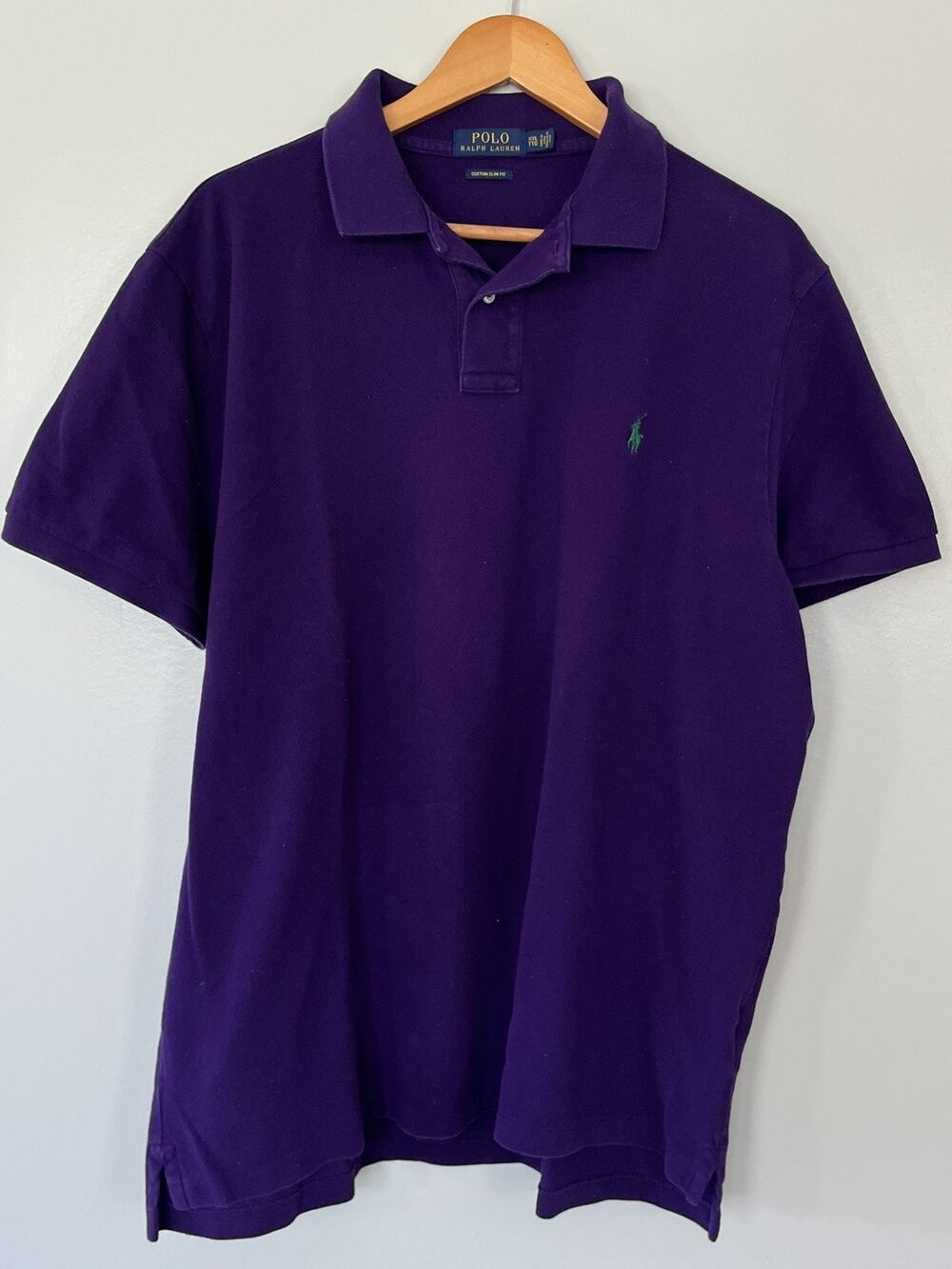 Polo Ralph Lauren Men’s XXL Purple Custom Slim Fit Polo Green Pony Cotton